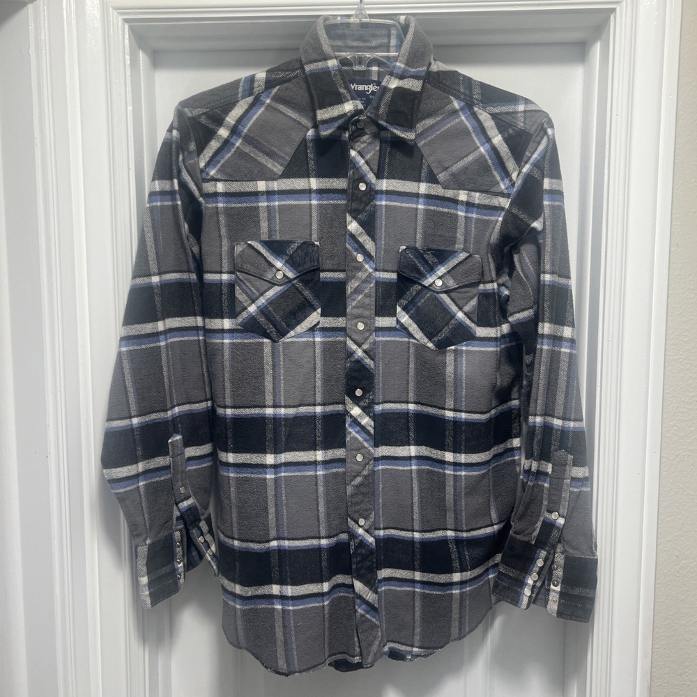 Vintage Wrangler Pearl Snap Shirt Flannel Heavyweight Men's‎ Large (16.5-35)